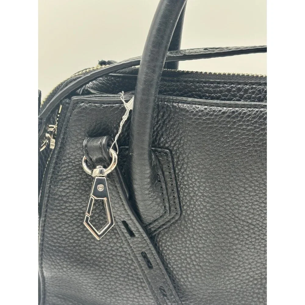 Rebecca Minkoff Textured Leather Mini Perry Satchel in Black